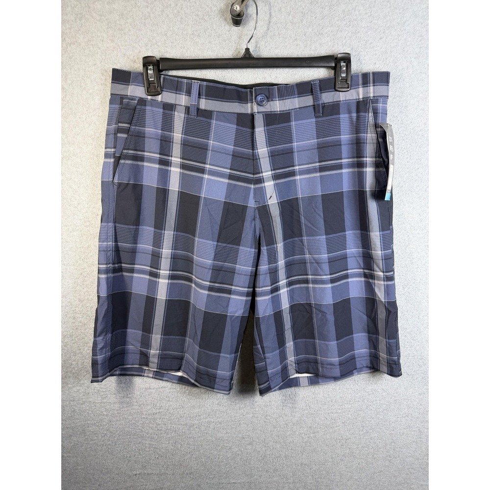 Op Shorts Mens 36 Blue Plaid‎ Microfiber Chino OPFLEX 4-Way Stretch Golf Summer